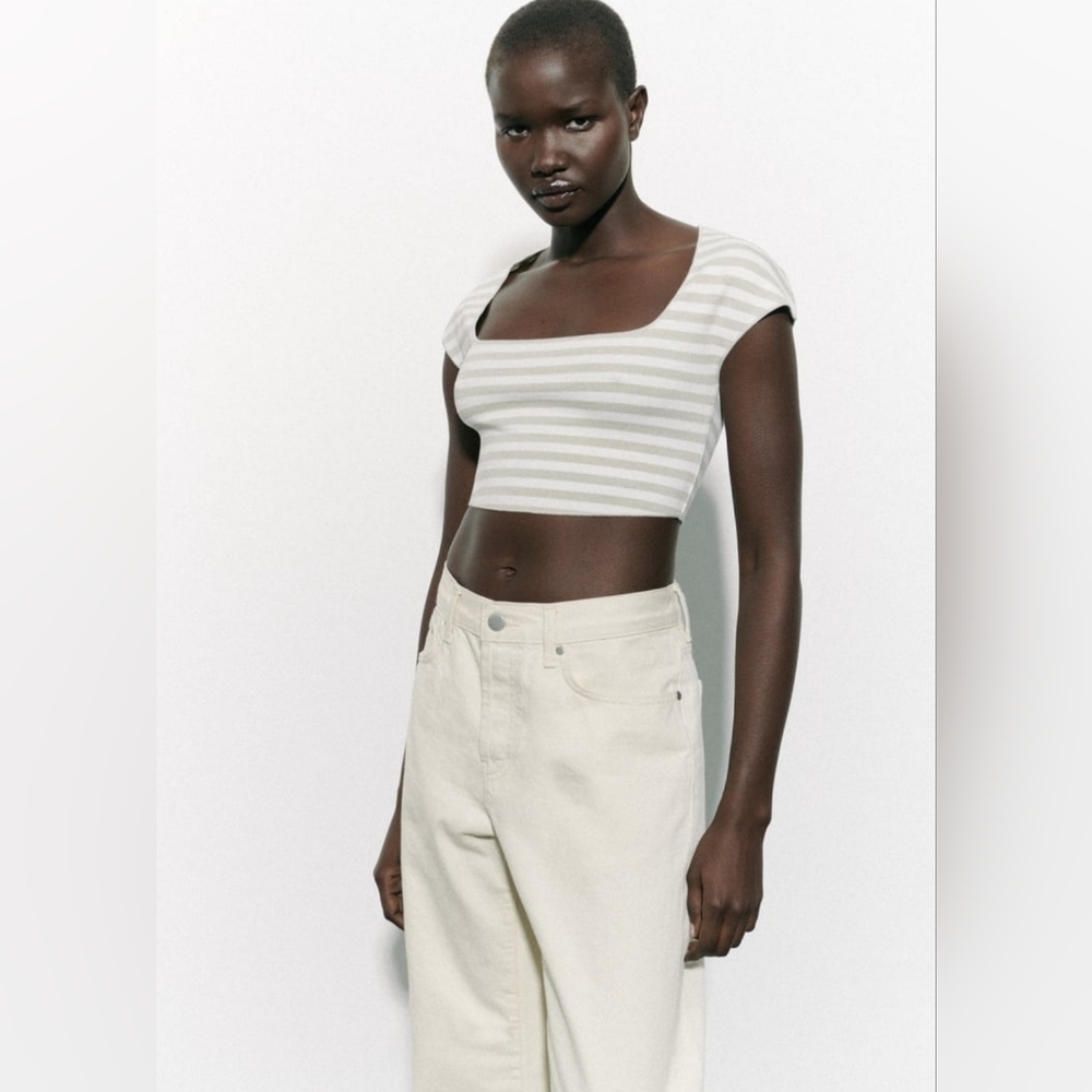 NWT ZARA Novelty Stretch Knit Top